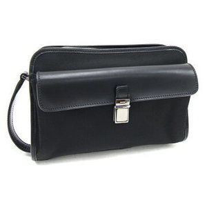 Gucci Shoulder Bag Black Nylon Leather Clutch